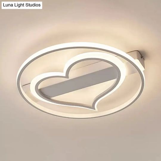 Stylish Loving Heart Acrylic Flush Ceiling Light For Study Room - Modern Design White / 16 Warm