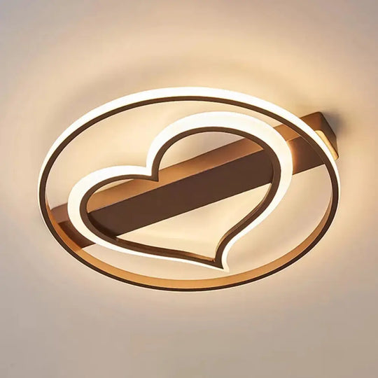 Stylish Loving Heart Acrylic Flush Ceiling Light For Study Room - Modern Design Brown / 16’ Warm