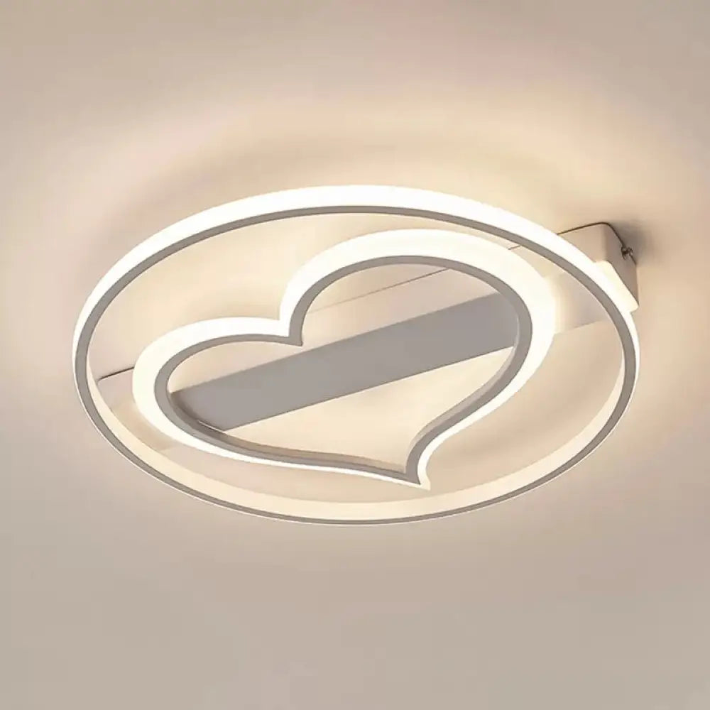 Stylish Loving Heart Acrylic Flush Ceiling Light For Study Room - Modern Design White / 16’ Warm