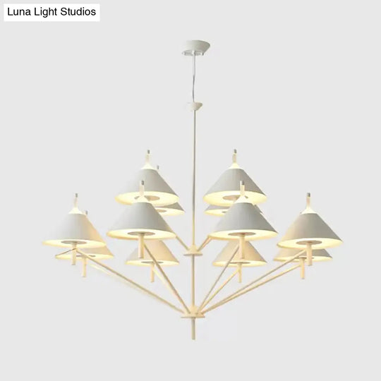 Stylish Macaron Cone Chandelier: Metal Pendant Light For Study Room