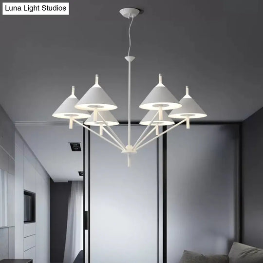 Stylish Macaron Cone Chandelier: Metal Pendant Light For Study Room