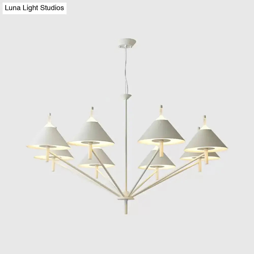 Stylish Macaron Cone Chandelier: Metal Pendant Light For Study Room