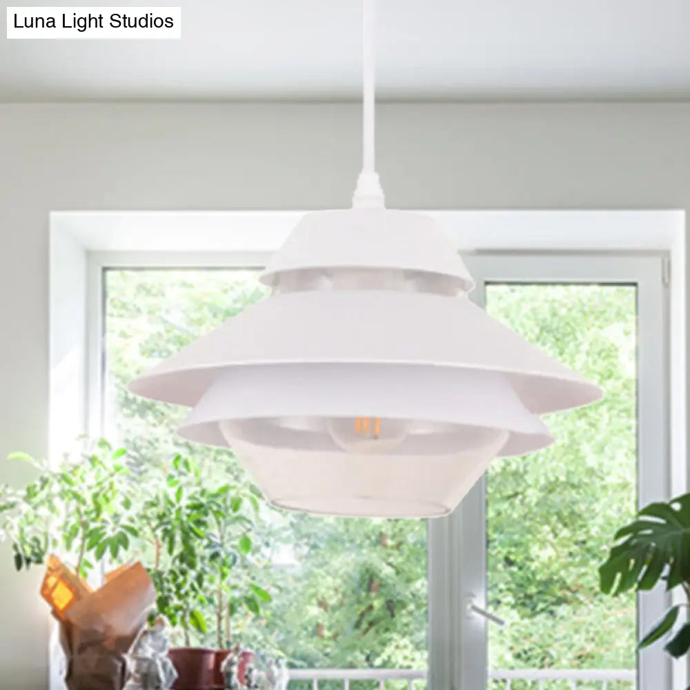 Stylish Macaron Pendant Light In Blue/Green For Living Room - 1 Metallic Hanging Ceiling Lamp