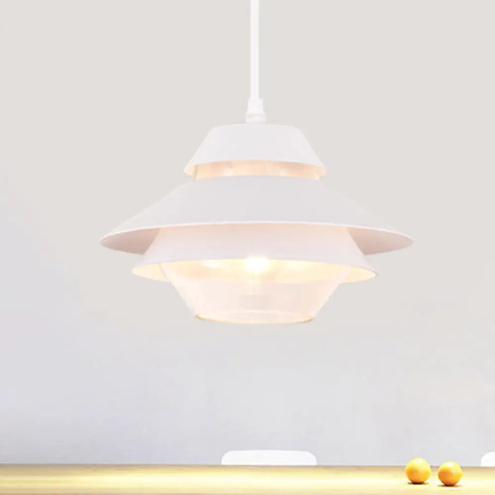 Stylish Macaron Flared Pendant Light - 1-Light Metal Ceiling Lamp For Living Room In Blue/Green