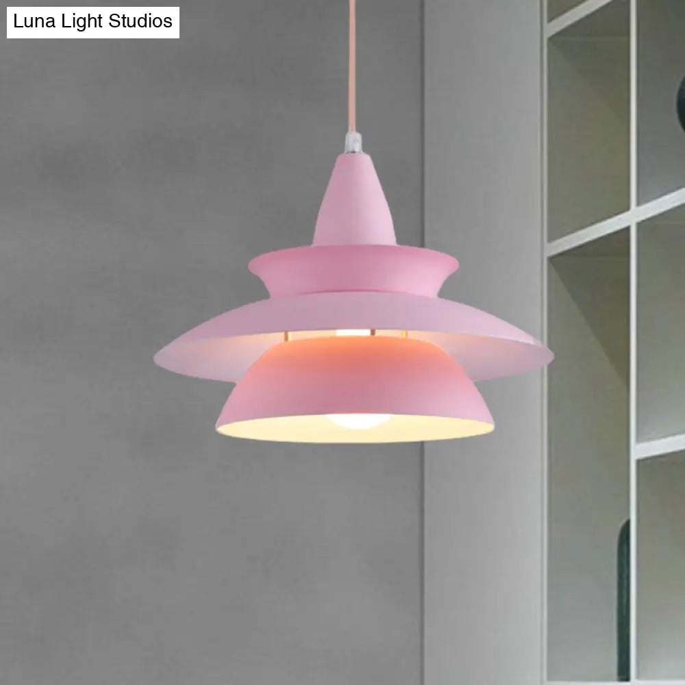 Stylish Aluminum Macaron Hanging Light Fixture 1 Head Adjustable Ceiling Lighting For Living Room -