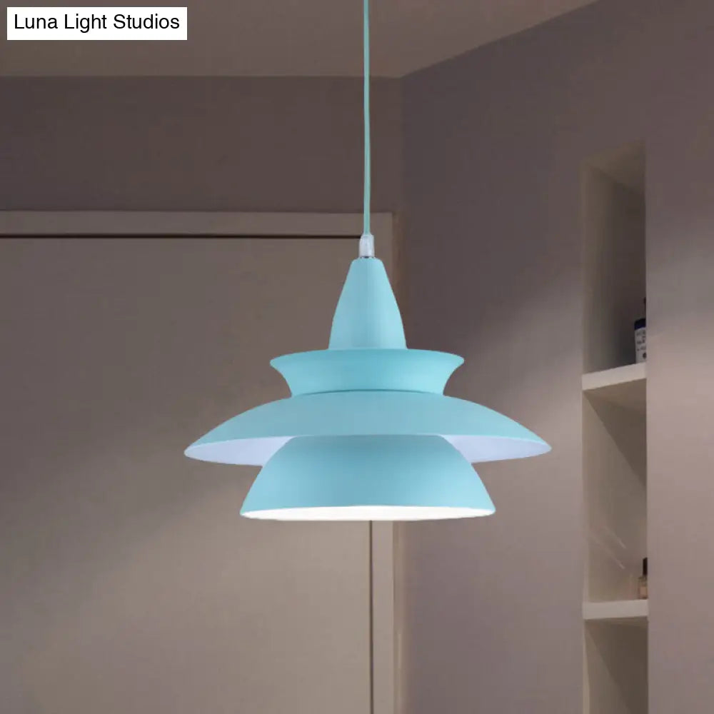 Stylish Aluminum Macaron Hanging Light Fixture 1 Head Adjustable Ceiling Lighting For Living Room -