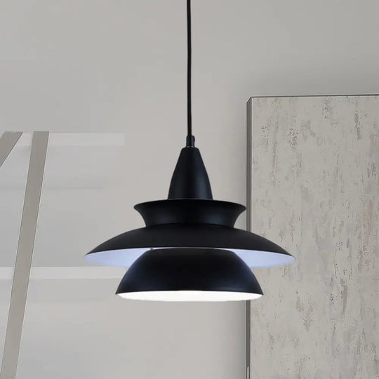 Stylish Macaron Hanging Light: Black/White Adjustable Ceiling Fixture For Living Room Black