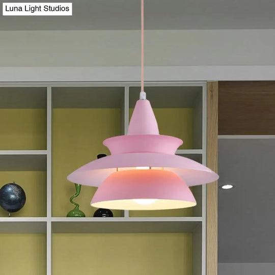 Stylish Aluminum Macaron Hanging Light Fixture 1 Head Adjustable Ceiling Lighting For Living Room -