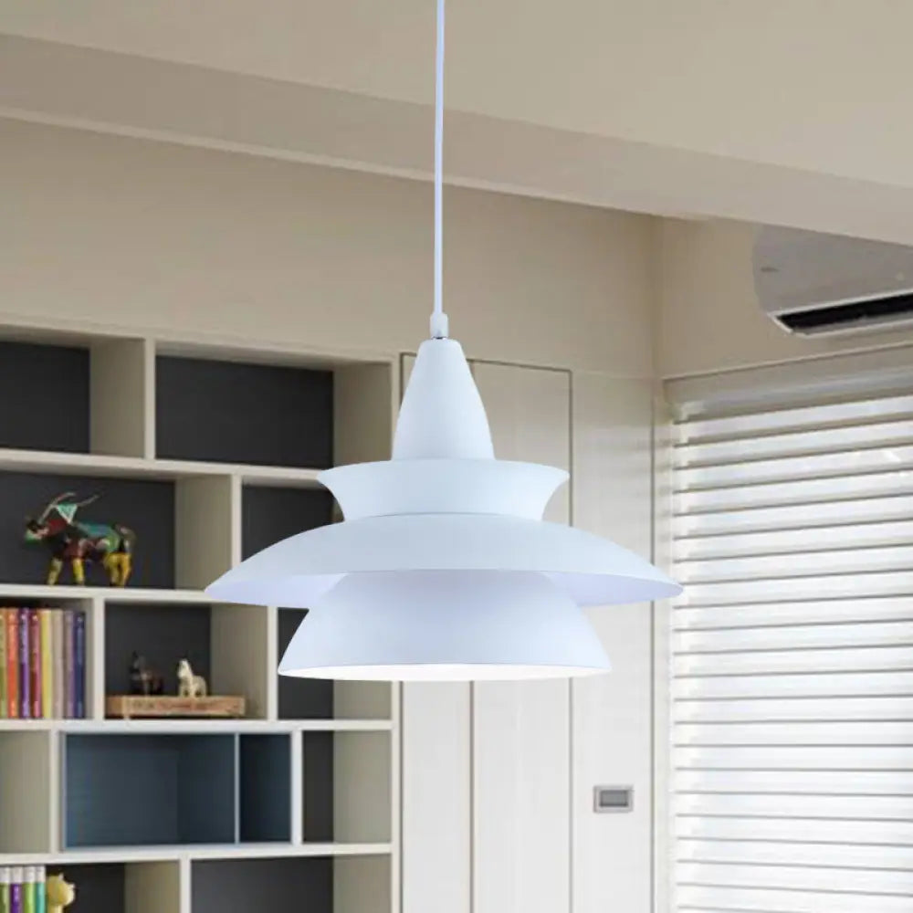 Stylish Macaron Hanging Light: Black/White Adjustable Ceiling Fixture For Living Room White