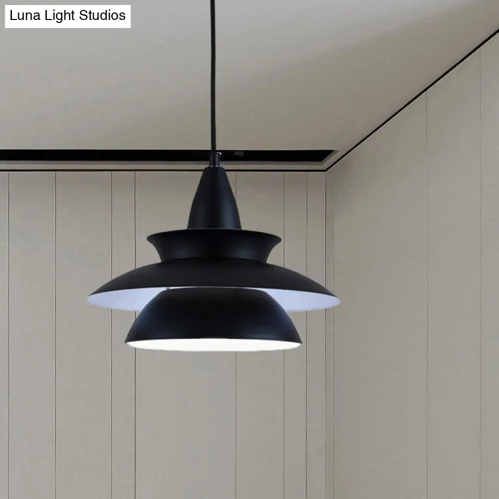 Stylish Macaron Hanging Light: Black/White Adjustable Ceiling Fixture For Living Room