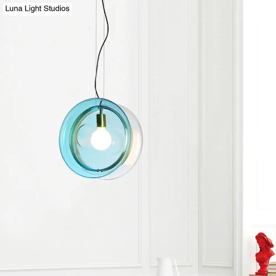 Whirligig Design Pendant Light - Macaron Theme Light-Blue/Pink/Cognac Glass Bistro Hanging Lamp Kit