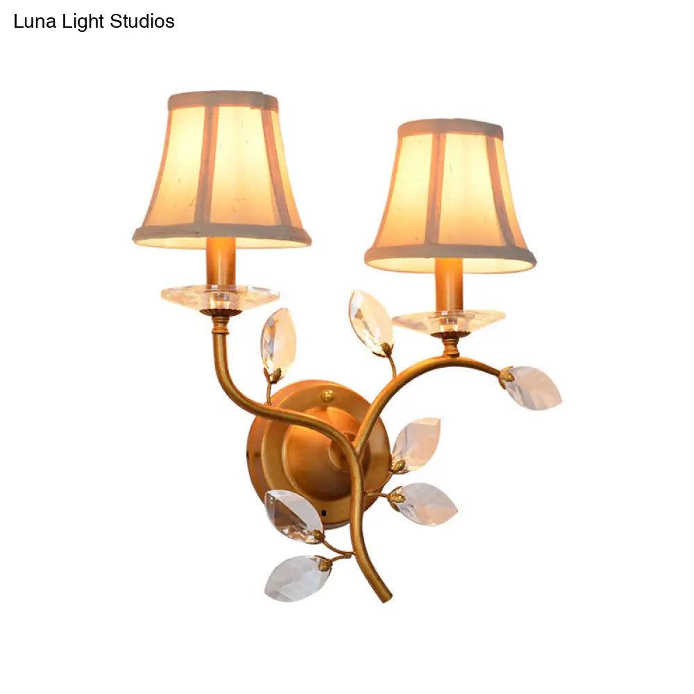 Stylish Metal Branch Wall Light - Lodge 2-Light Brass Sconce With/Without Bell Shade For Indoors