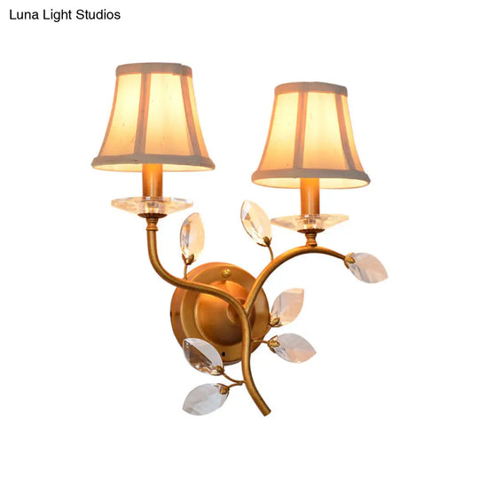 Stylish Metal Branch Wall Light - Lodge 2-Light Brass Sconce With/Without Bell Shade For Indoors