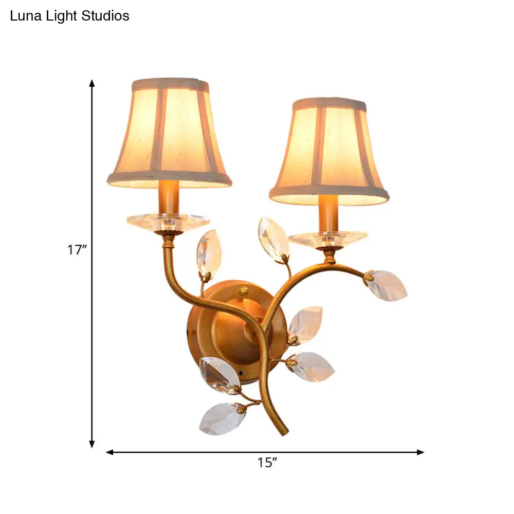 Stylish Metal Branch Wall Light - Lodge 2-Light Brass Sconce With/Without Bell Shade For Indoors