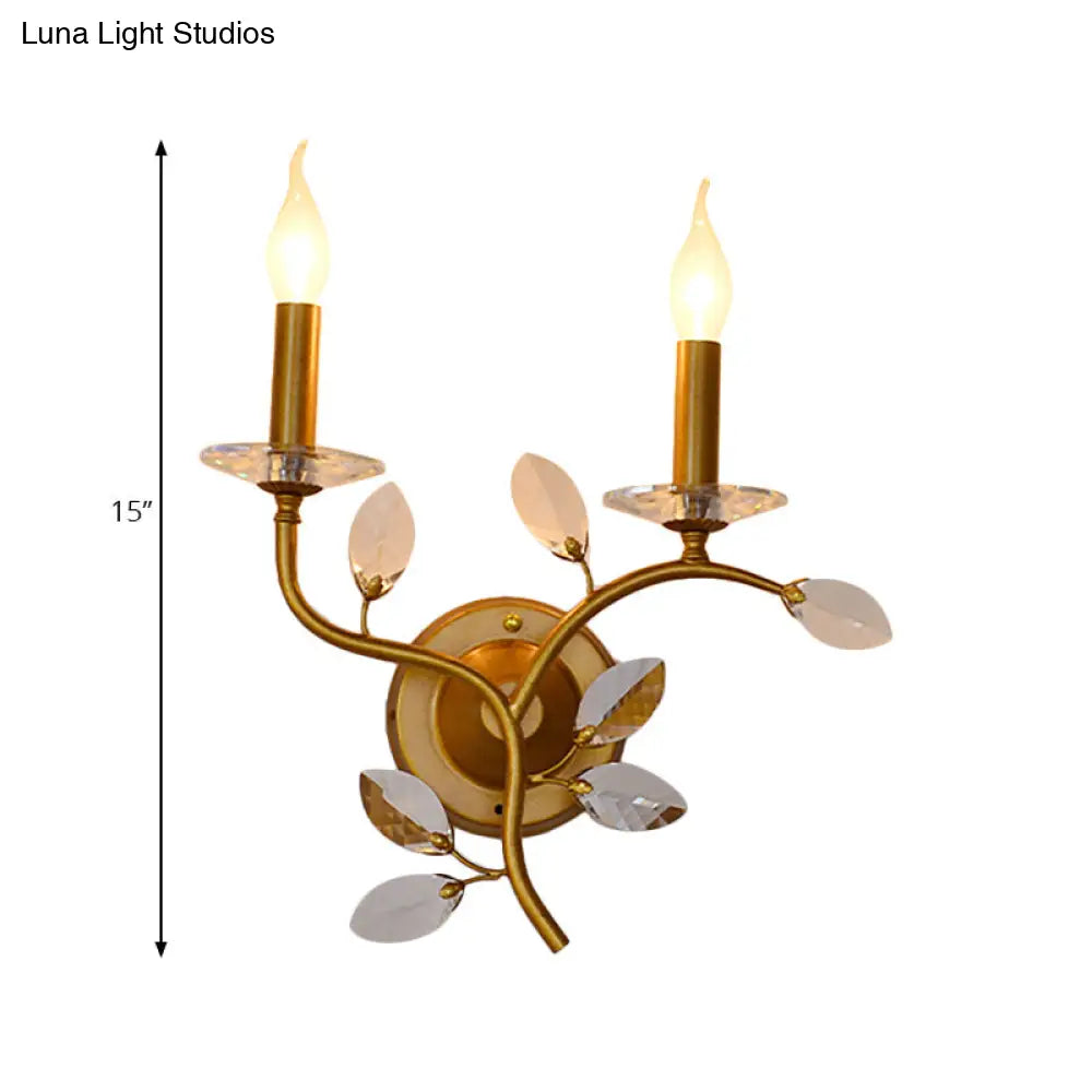 Stylish Metal Branch Wall Light - Lodge 2-Light Brass Sconce With/Without Bell Shade For Indoors