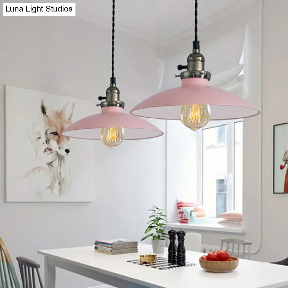 Stylish Metallic Pendant Hanging Lamp In Pink/Blue – Perfect For Dining Table
