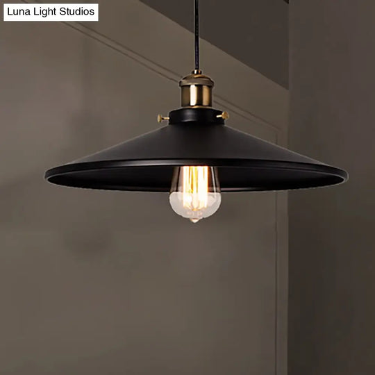 Stylish Saucer Pendant Ceiling Light In Black For Foyer - Loft Collection