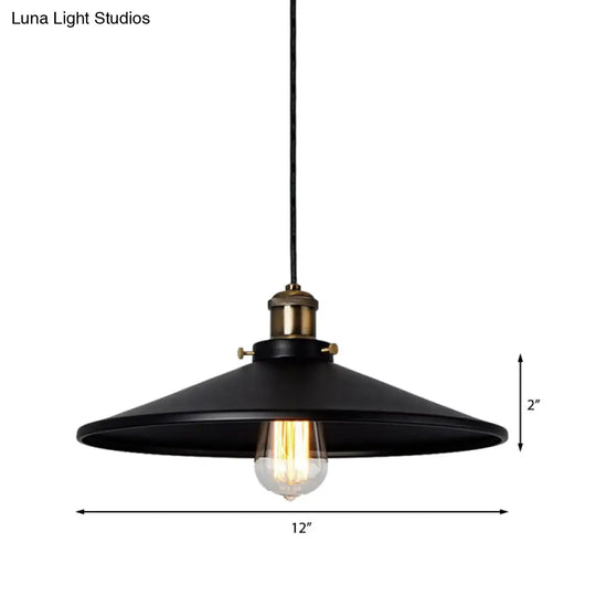 Stylish Metallic Saucer Pendant Ceiling Light For Foyer - Loft 8.5’/10’ Diameter 1 Head Black