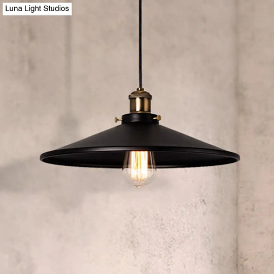 Stylish Saucer Pendant Ceiling Light In Black For Foyer - Loft Collection / 8.5