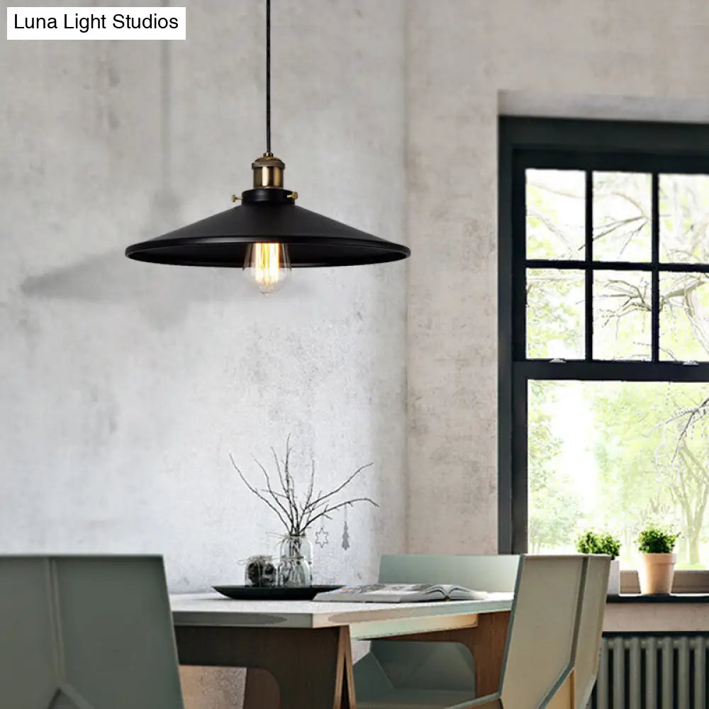 Stylish Saucer Pendant Ceiling Light In Black For Foyer - Loft Collection