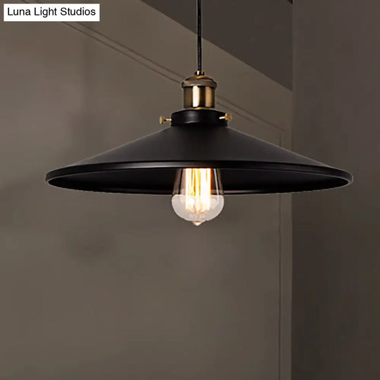 Stylish Metallic Saucer Pendant Ceiling Light For Foyer - Loft 8.5’/10’ Diameter 1 Head Black
