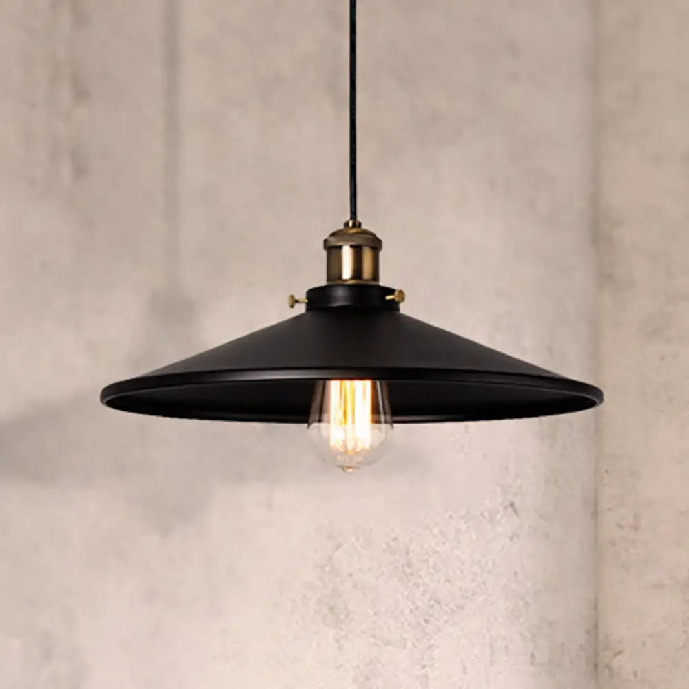 Stylish Metallic Saucer Pendant Ceiling Light For Foyer - Loft 8.5’/10’ Diameter 1 Head Black / 8.5’