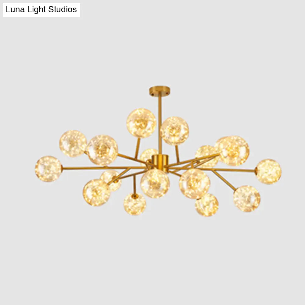 Stylish Minimalist Ball Chandelier - Starry Led Lighting Cognac Glass Bedroom Pendant