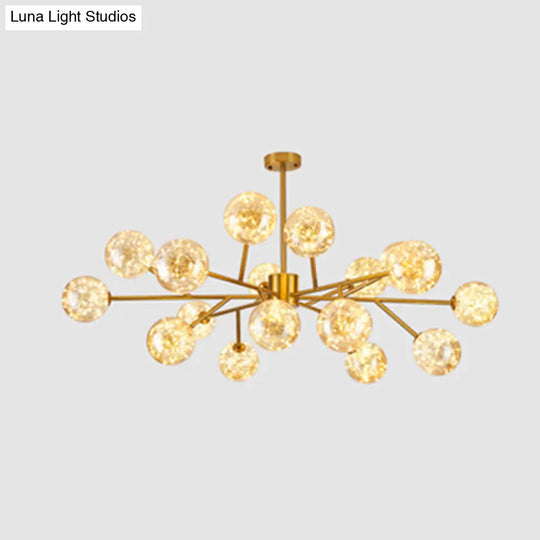 Stylish Minimalist Ball Chandelier - Starry Led Lighting Cognac Glass Bedroom Pendant