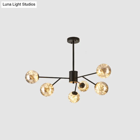 Stylish Minimalist Ball Chandelier - Starry Led Lighting Cognac Glass Bedroom Pendant