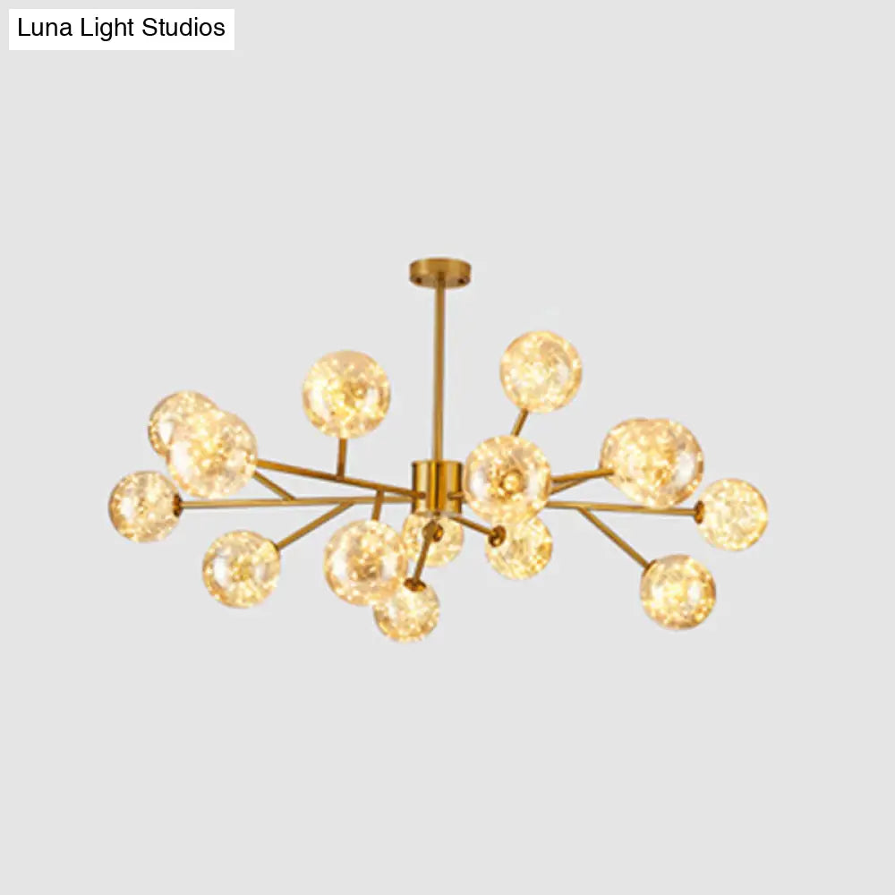 Stylish Ball Chandelier: Cognac Glass Starry Led Bedroom Pendant Light