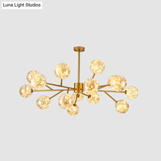 Stylish Ball Chandelier: Cognac Glass Starry Led Bedroom Pendant Light