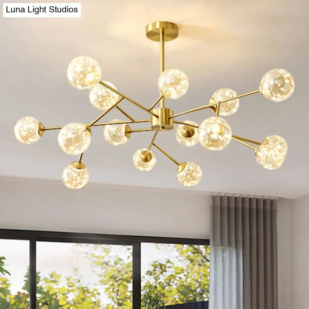 Stylish Ball Chandelier: Cognac Glass Starry Led Bedroom Pendant Light