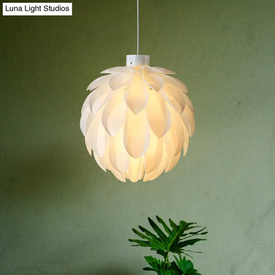 Minimalist White Artichoke Pendant Ceiling Lamp With 1 Acrylic Head Stylish Lighting