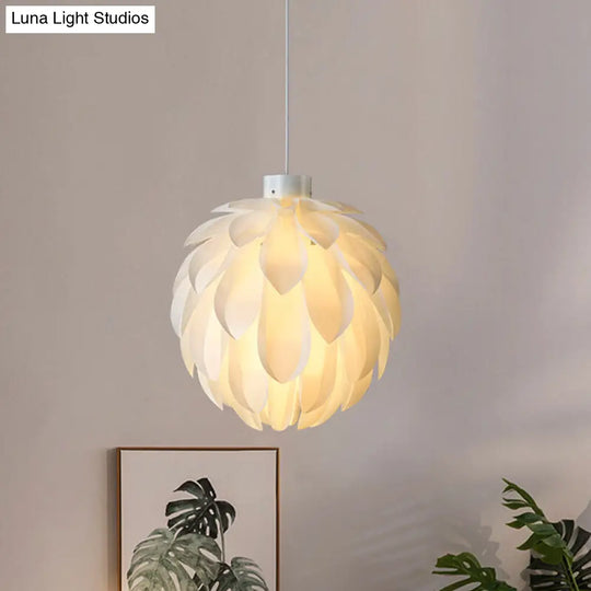 Minimalist White Artichoke Pendant Ceiling Lamp With 1 Acrylic Head Stylish Lighting