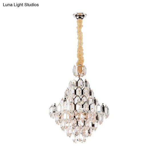 Stylish Modern Cone Pendant Lamp - 8/10-Head Silver Crystal Chandelier