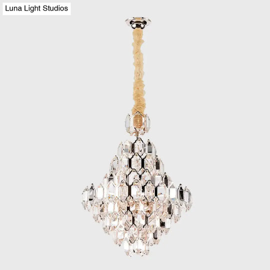 Stylish Modern Cone Pendant Lamp - 8/10-Head Silver Crystal Chandelier