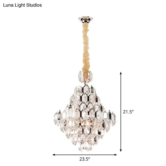 Stylish Modern Cone Pendant Lamp - 8/10-Head Silver Crystal Chandelier