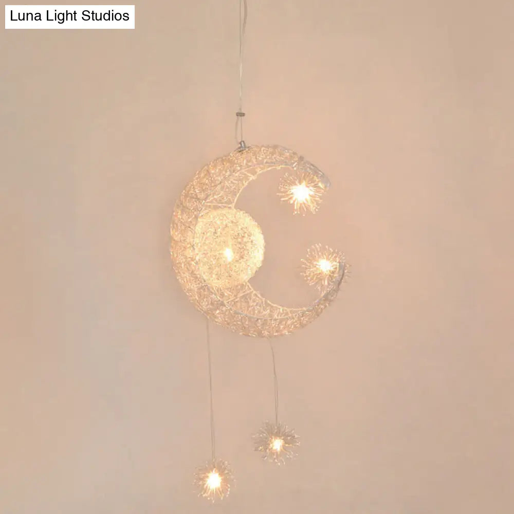 Stylish Moon And Star Ceiling Lamp For Kids Bedroom