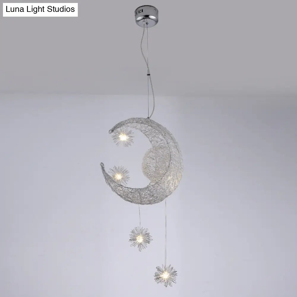 Stylish Moon And Star Ceiling Lamp For Kids Bedroom