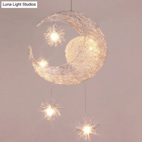 Stylish Moon And Star Ceiling Lamp For Kids Bedroom