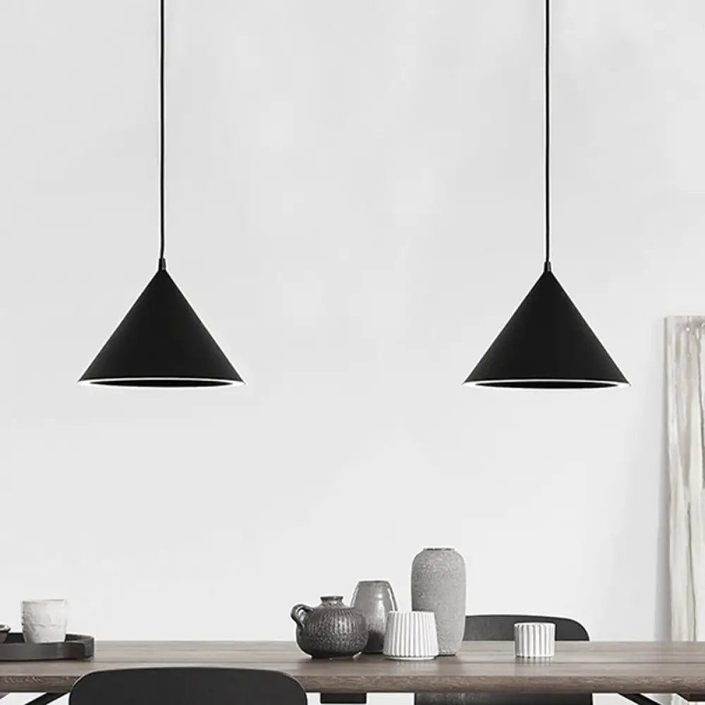 Stylish Nordic 1-Light Metal Pendant Lamp - 10’/12.5’ Diameter In Black/Blue For Table Black / 10’