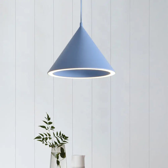 Stylish Nordic 1-Light Metal Pendant Lamp - 10’/12.5’ Diameter In Black/Blue For Table Blue / 10’