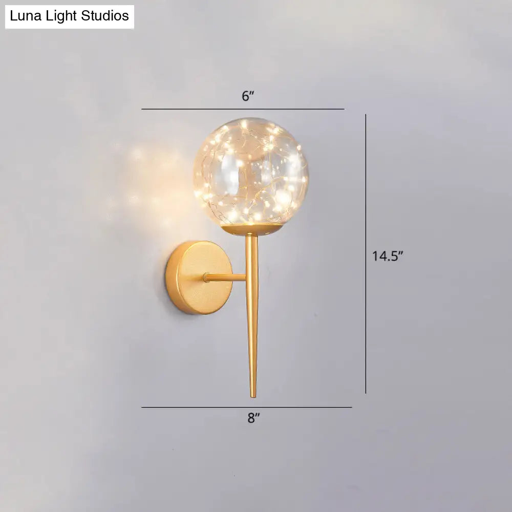 Stylish Nordic Led Sconce Lamp With Glass Shade For Living Room