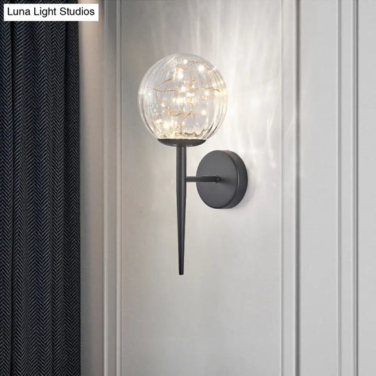 Stylish Nordic Led Sconce Lamp With Glass Shade For Living Room