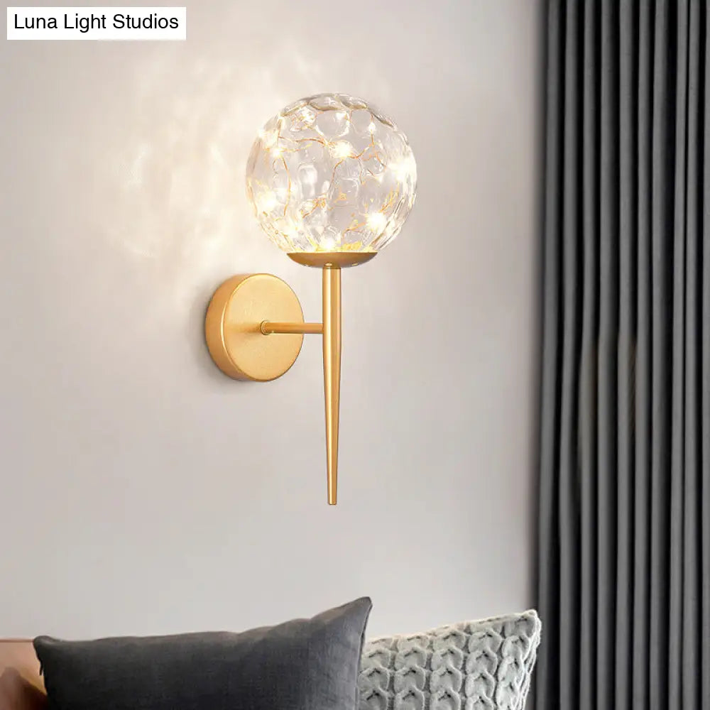 Stylish Nordic Led Sconce Lamp With Glass Shade For Living Room