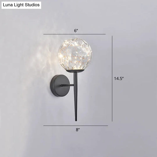 Stylish Nordic Led Sconce Lamp With Glass Shade For Living Room