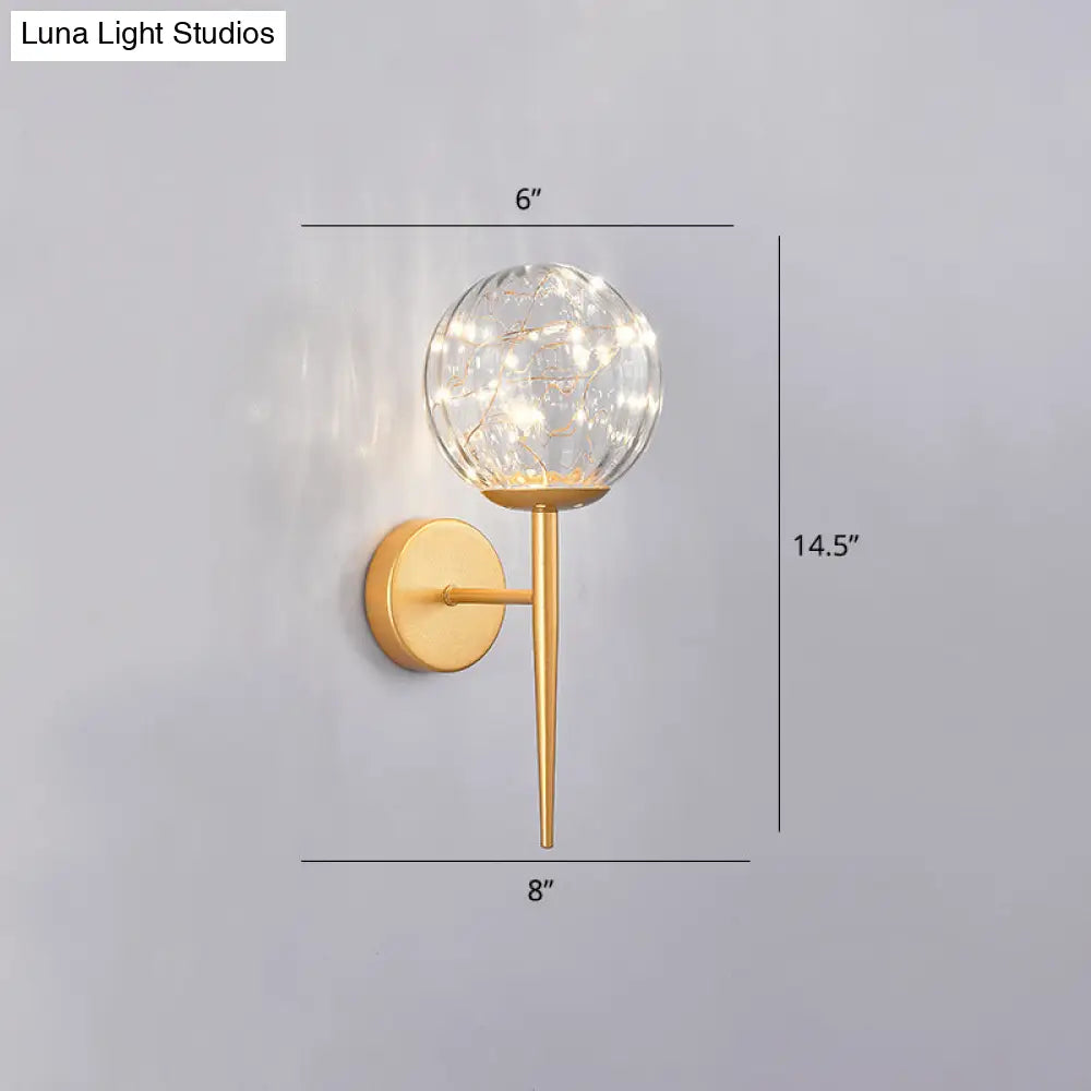 Stylish Nordic Led Sconce Lamp With Glass Shade For Living Room