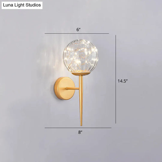 Stylish Nordic Led Sconce Lamp With Glass Shade For Living Room