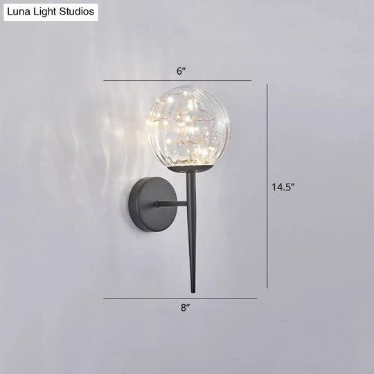 Stylish Nordic Led Sconce Lamp With Glass Shade For Living Room