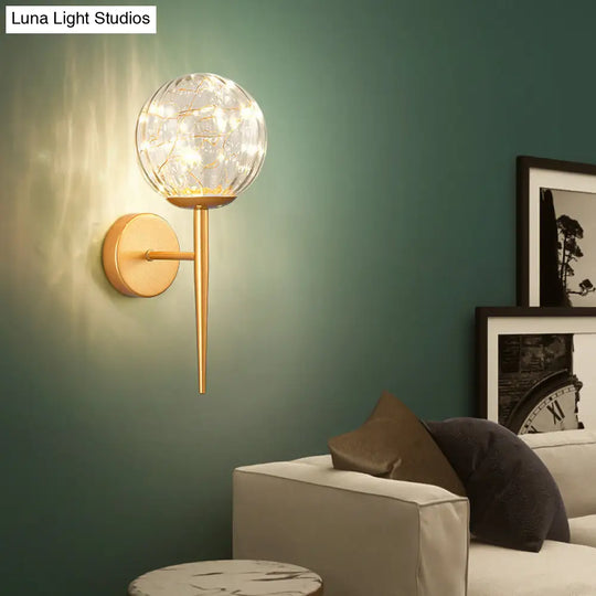 Stylish Nordic Led Sconce Lamp With Glass Shade For Living Room